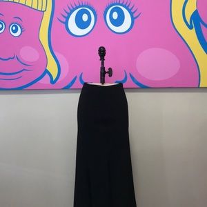 Donna Karan Black Wool Midi Tulip Mermaid Skirt